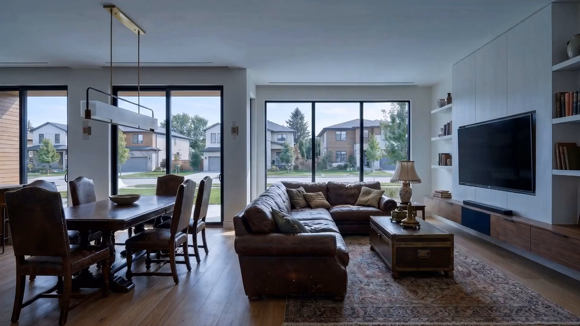 Empty living room transformed into fully staged listing photo using AI HomeDesign virtual staging